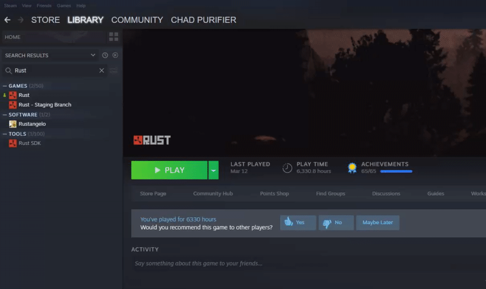 Rust no Steam